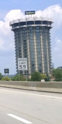 The leaning tower of pizza. BOL! Just kidding, although pizza would have been good about then. It's really a hotel with a restaurant at the very top that slowly turns so that you can see miles in every direction. Also in Cincinnati.