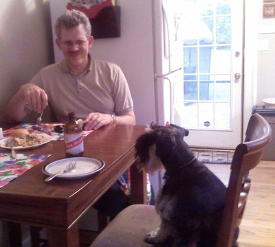 This is me and my Dad on my birthday in 2008. I don't know why he has such a funny look on his face.